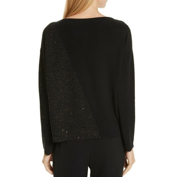 Lafayette 148 Tie- Front Silk-Blend Pullover Sweater Metallic Gold Size Small - Picture 3 of 11